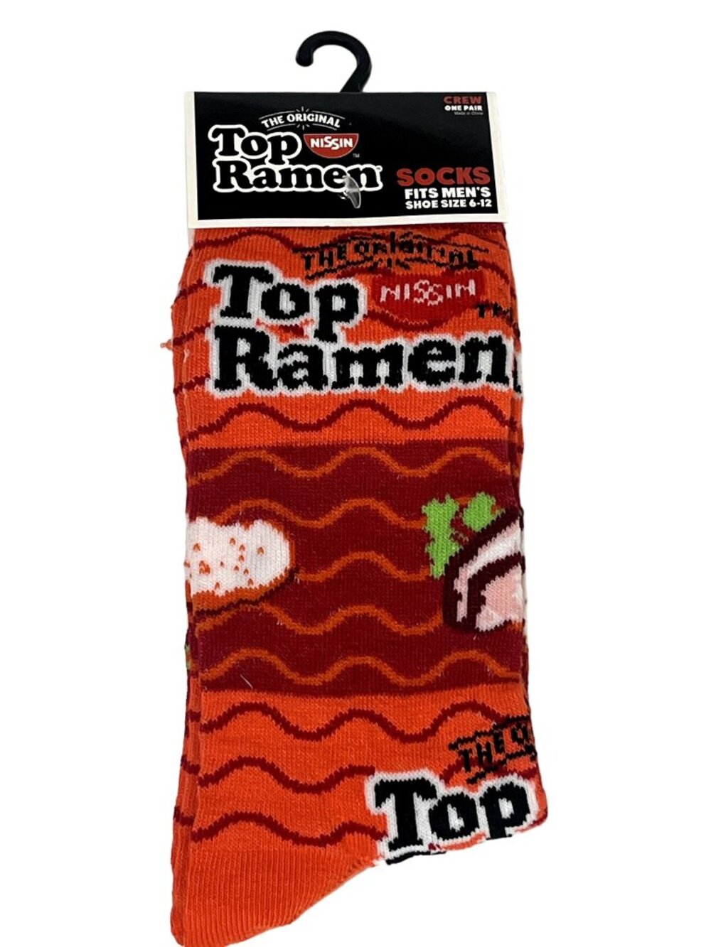 Top Ramen Crew Socks Men's Novelty Food Gift Orange Graphic